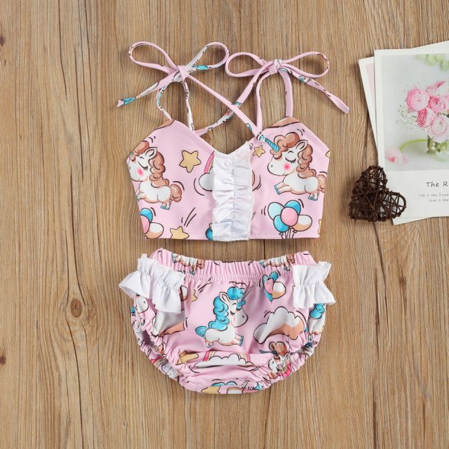 Costum de baie Unicorni din 2 piese (Marime: 100) JEM47c