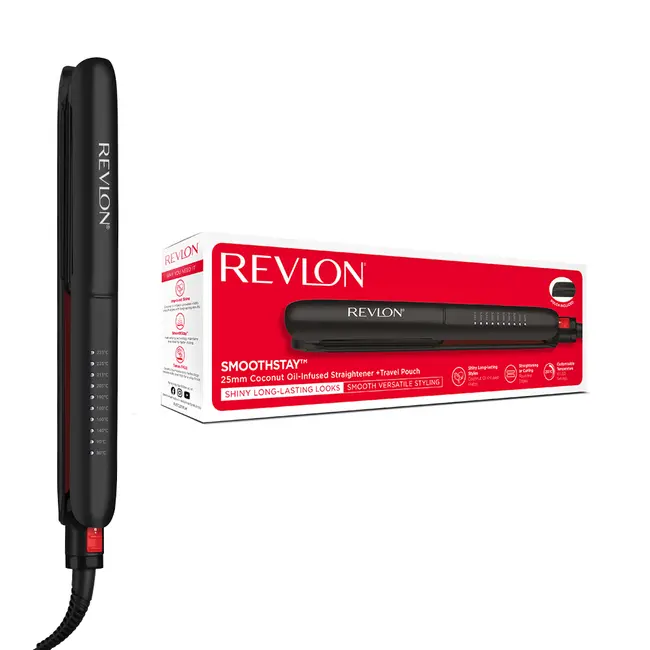 Placa de indreptat parul REVLON SmoothStay RVST2211PE, infuzie cu ulei de cocos, 25 mm, 10... BITRVST2211PE