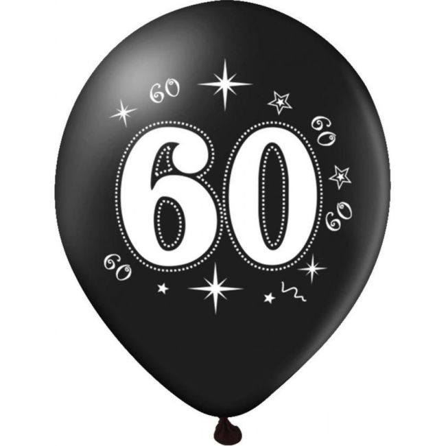 Set 10 baloane 60 ani negru si auriu 30cm JUBHB-400619