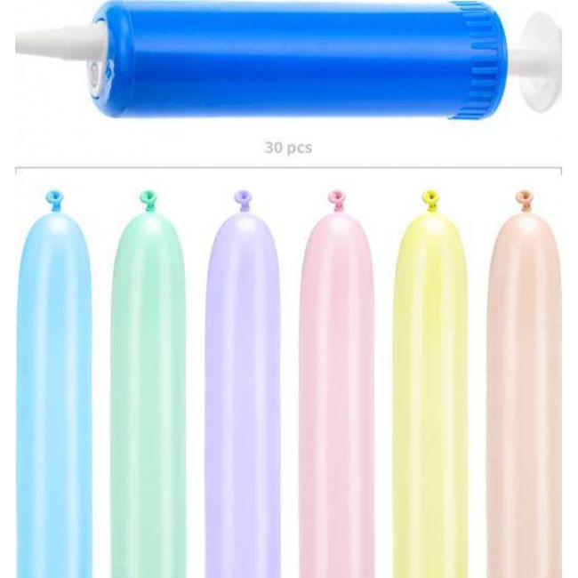 Set 30 de baloane 130 cm culori diferite pentru modelaj si pompa JUBHB-MBP1P-000
