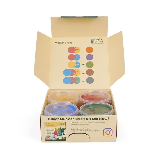Set 4 culori vopsea organica pentru degete, pentru copii, 2 ani+, pentru pictat direct cu palma sau talpa, Gruenspecht 691-00