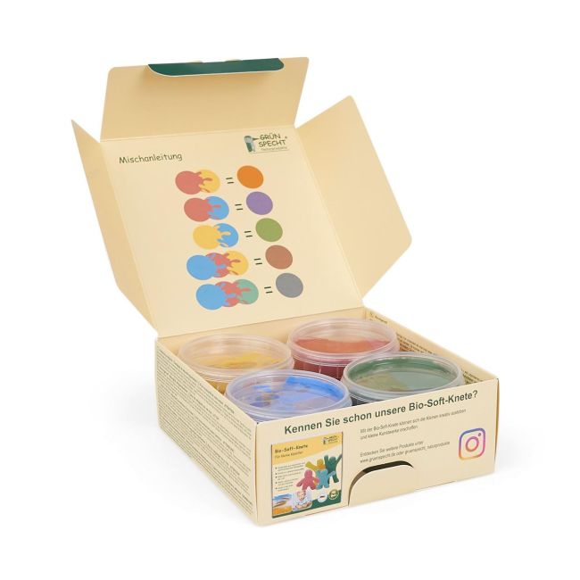 Set 4 culori vopsea organica pentru degete, pentru copii, 2 ani+, pentru pictat direct cu palma sau talpa, Gruenspecht 691-00