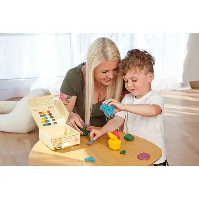 Set Plastilina organica, pentru copii, 2 ani+, la tub, 4 culori, moale, nelipicioasa, usor de modelat, Grunspecht 680-00