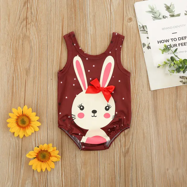 Costum de baie Iepuri cu fundita (Culoare: Burgundiu, Marime: 100) JEMdrl47b2p11