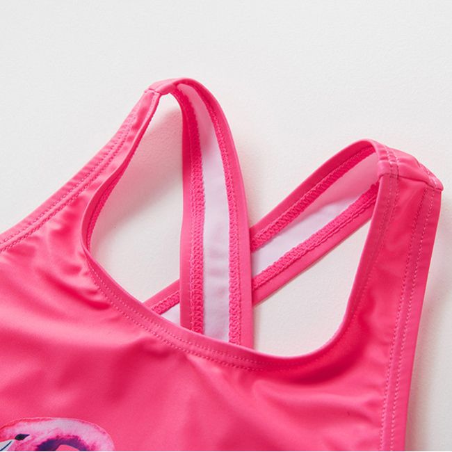 Costum de baie Roz bombon cu flamingo (Marime: 100) JEMdrl47b2k4