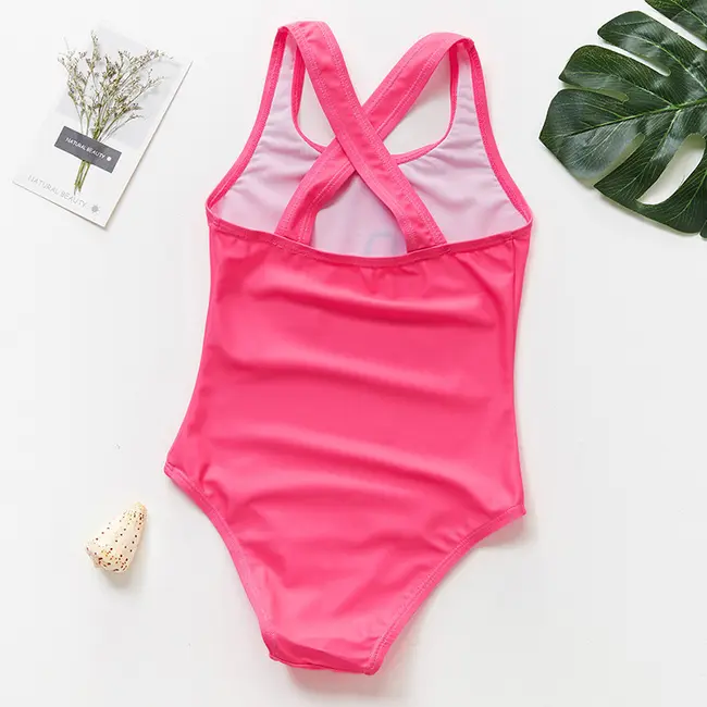 Costum de baie Roz bombon cu flamingo (Marime: 100) JEMdrl47b2k4