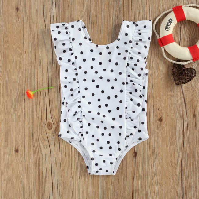Costum de baie cu bulinute alb/negru (Culoare: Alb, Marime: 120) JEMdrl47b2f10