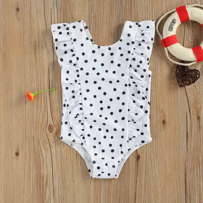 Costum de baie cu bulinute alb/negru (Culoare: Alb, Marime: 120) JEMdrl47b2f10