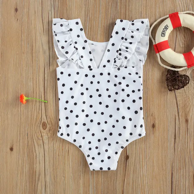 Costum de baie cu bulinute alb/negru (Culoare: Alb, Marime: 120) JEMdrl47b2f10