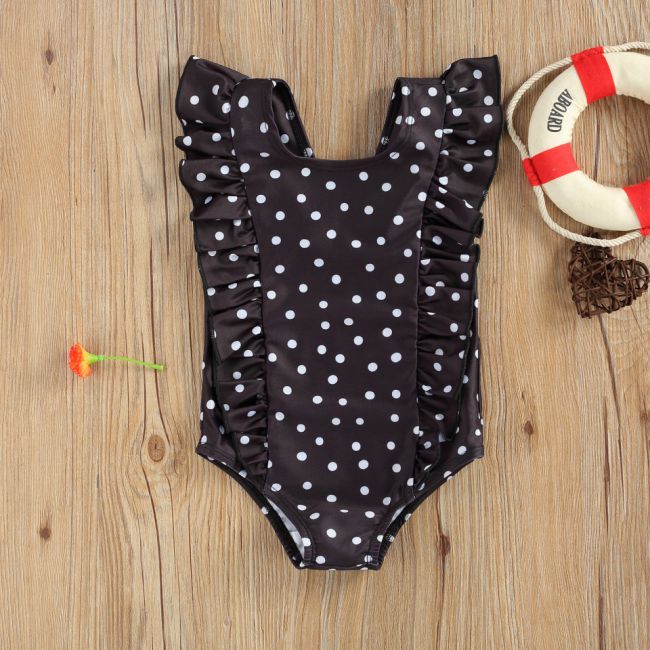 Costum de baie cu bulinute alb/negru (Culoare: Alb, Marime: 120) JEMdrl47b2f10