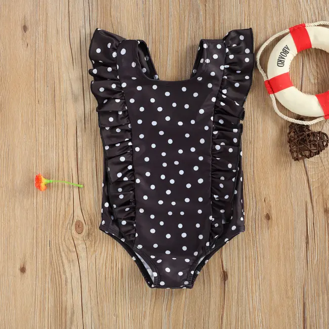 Costum de baie cu bulinute alb/negru (Culoare: Alb, Marime: 120) JEMdrl47b2f10