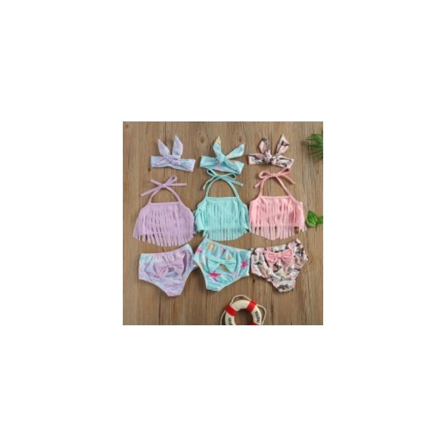 Costum de baie cu franjuri din 3 piese (Marime: 100, Model: Scoici) JEMdrl47b12