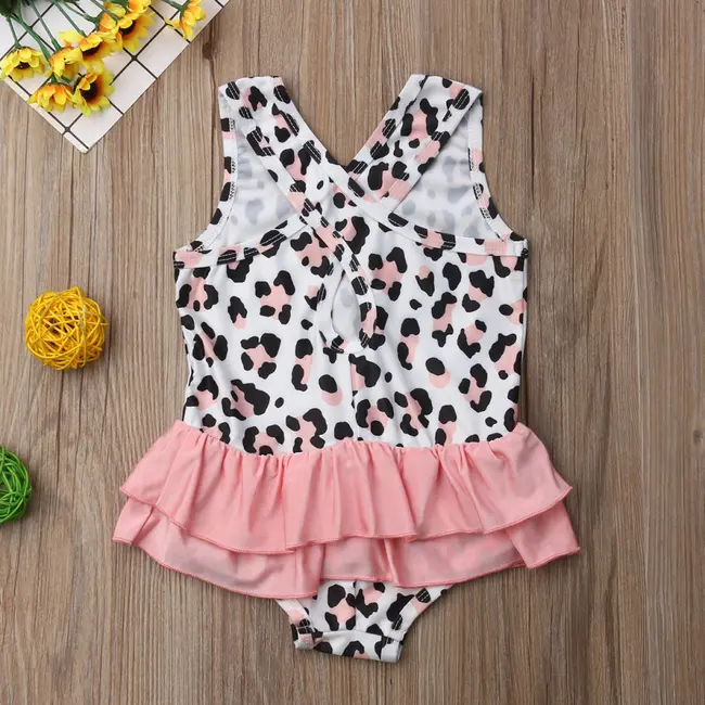 Costum de baie leopard roz cu volan (Marime: 110) JEMdrl47e25