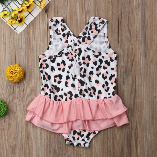 Costum de baie leopard roz cu volan (Marime: 120) JEMdrl47e26
