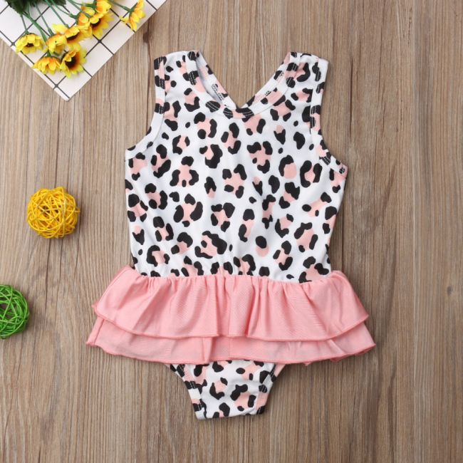 Costum de baie leopard roz cu volan (Marime: 120) JEMdrl47e26