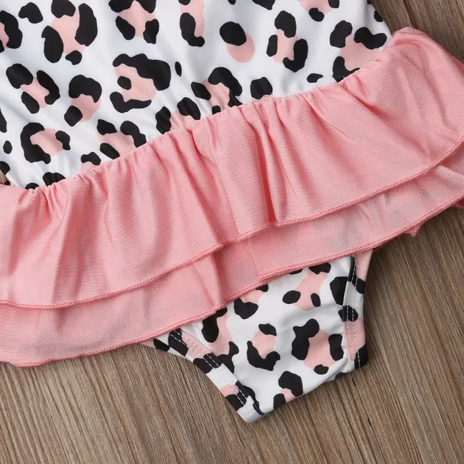 Costum de baie leopard roz cu volan (Marime: 120) JEMdrl47e26
