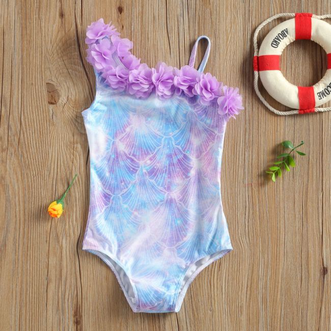 Costum de baie Sirena cu floricele aplicate (Marime: 110) JEMdrl47b2r4