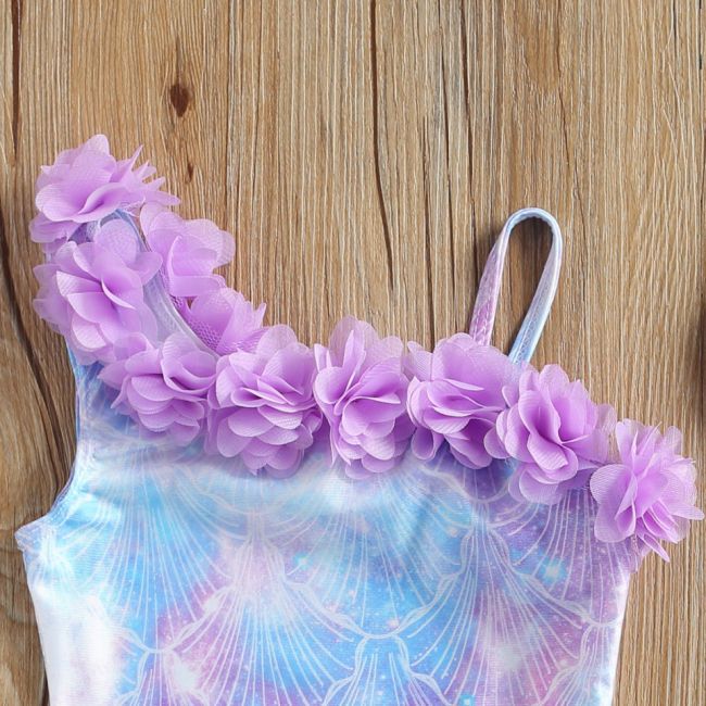 Costum de baie Sirena cu floricele aplicate (Marime: 110) JEMdrl47b2r4