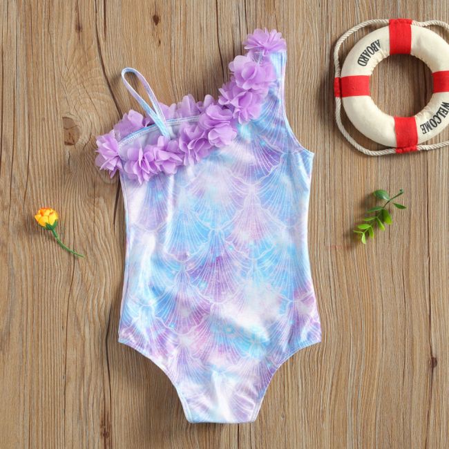 Costum de baie Sirena cu floricele aplicate (Marime: 110) JEMdrl47b2r4