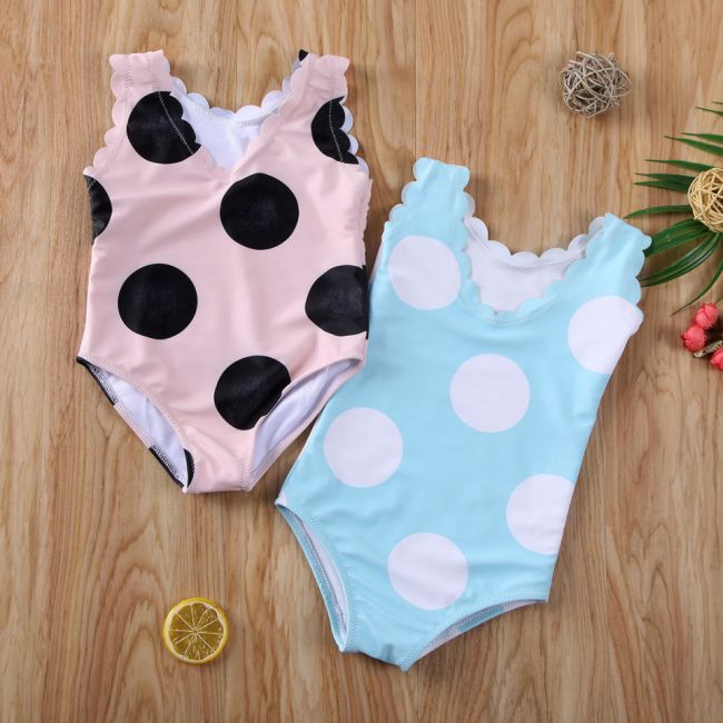 Costum de baie cu buline mari (Culoare: Bleu, Marime: 90) JEMdrl47b2v4