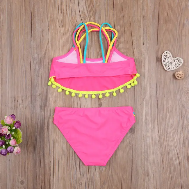 Costum de baie cu ciucuri din 2 piese (Culoare: Bleu, Varsta: 3 - 4 ani) JEMdrl47b2af12