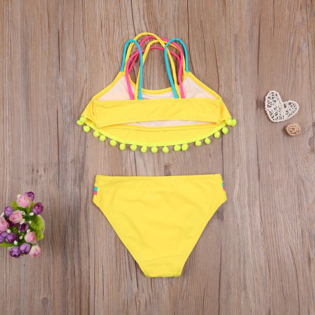 Costum de baie cu ciucuri din 2 piese (Culoare: Bleu, Varsta: 5 - 6 ani) JEMdrl47b2af13