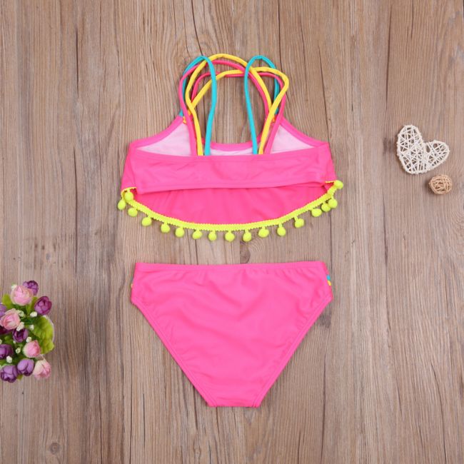 Costum de baie cu ciucuri din 2 piese (Culoare: Bleu, Varsta: 5 - 6 ani) JEMdrl47b2af13