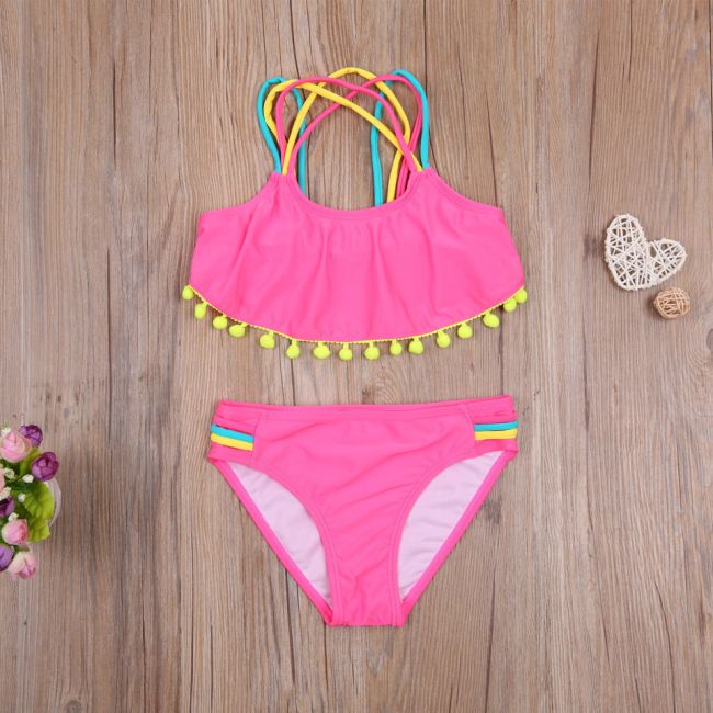 Costum de baie cu ciucuri din 2 piese (Culoare: Galben, Varsta: 5 - 6 ani) JEMdrl47b2af8