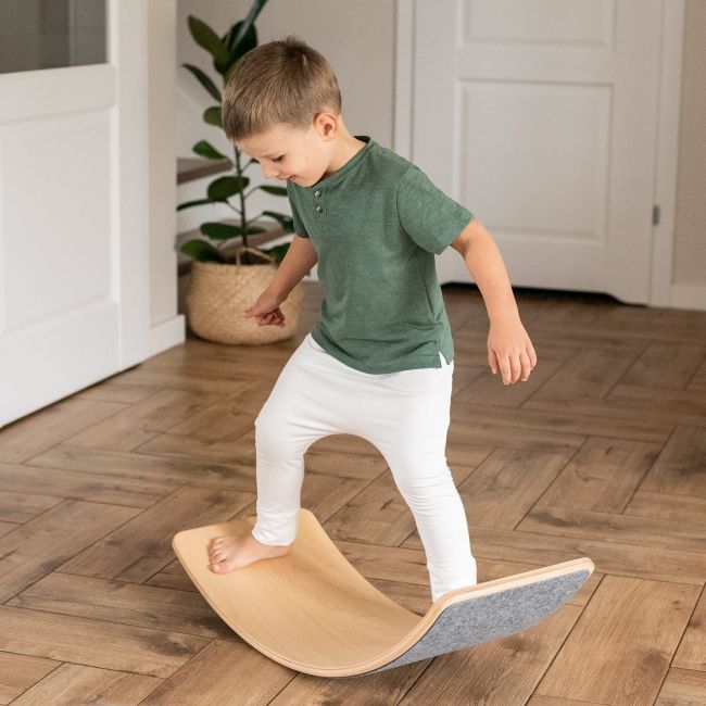 Balance Board - Placa De Echilibru Din Lemn Blue Pentru Copii Cu Fetru Presat Blue, Meowbaby Pjbbb007nie