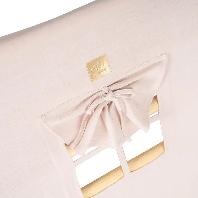 Casuta Tip Cort Pentru Copii Cu O Scara De 60x61 Cm, Pliabila, Lemn Natur, Viscoza Alb Roz, Montessori Meowbaby Pjbddwt003rie