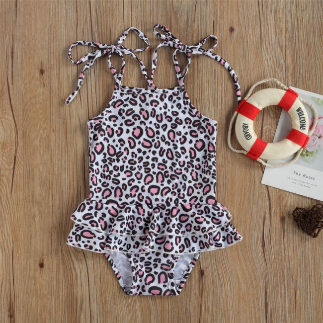 Costum de baie cu volan si bretelute (Marime: 110, Model: Flamingo) JEMdrl47b2ua11