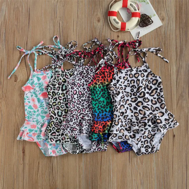 Costum de baie cu volan si bretelute (Marime: 110, Model: Multicolor) JEMdrl47b2ua12