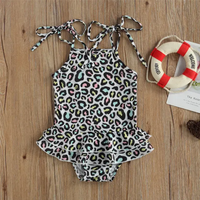 Costum de baie cu volan si bretelute (Marime: 130, Model: Multicolor) JEMdrl47b2ua22