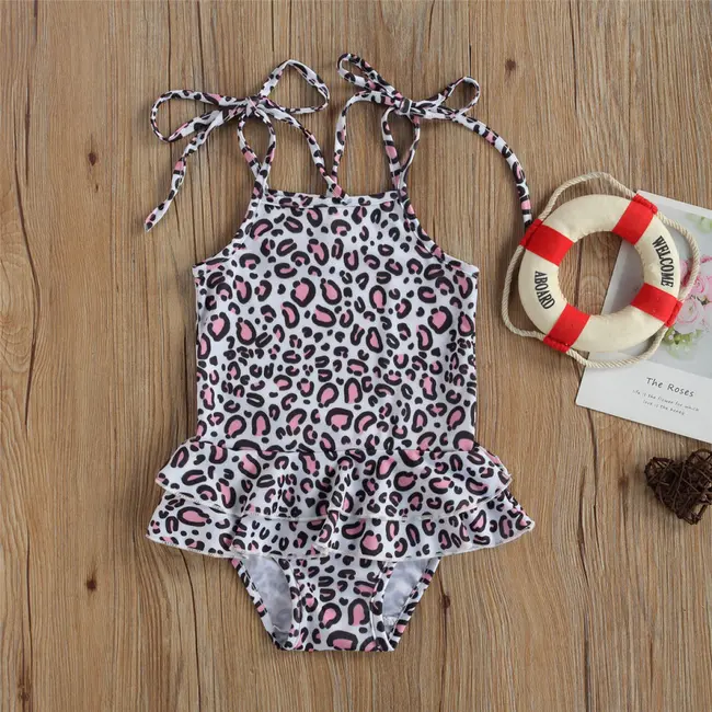 Costum de baie cu volan si bretelute (Marime: 130, Model: Multicolor) JEMdrl47b2ua22