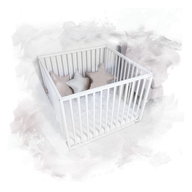 Tarc De Joaca Patrat Din Lemn Alb Pentru Copii Si Bebelusi, Interior 88 X 88 Cm Pjbplaypen_white