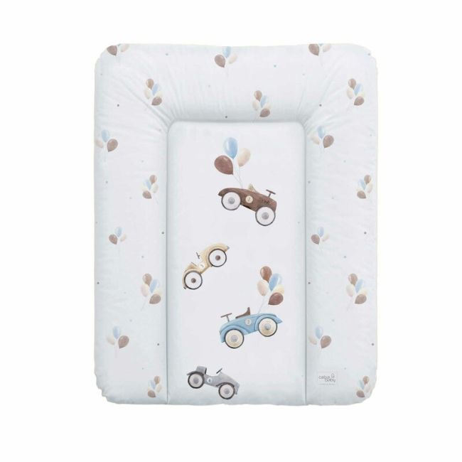Ceba Baby - Saltea de infasat moale Retro Cars, Fara ftalati, 70 x 50 cm, Alb/Bej BYNW-143-000-640