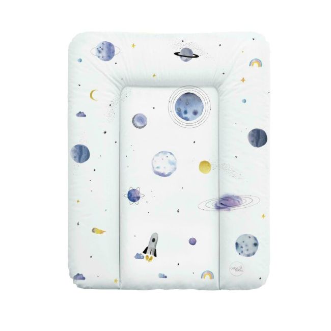Ceba Baby - Saltea de infasat moale World Universe, Fara ftalati, 70 x 50 cm, Alb/Albastru BYNW-143-123-651