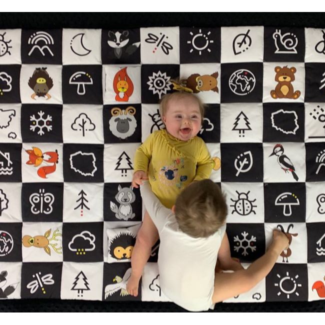 Covor De Joaca Termoizolant Pentru Bebe, Activitati Senzorial ,   Contrast 120x140cm By Kids Cudaki Pjb484752