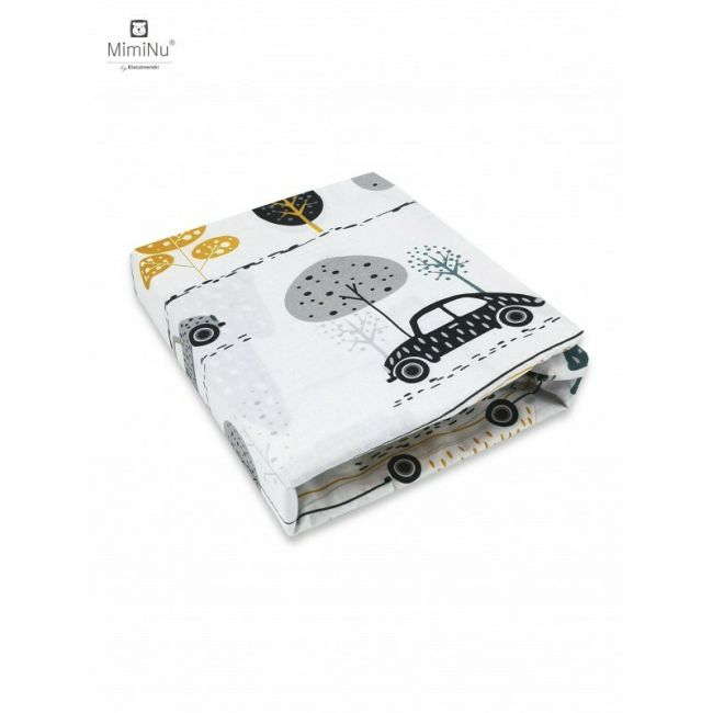 MimiNu - Cearceaf cu elastic, Din bumbac certificat Oeko Tex Standard 100, Pentru pat 160x80 cm, Childrens Journey Grey BYN6426972019279