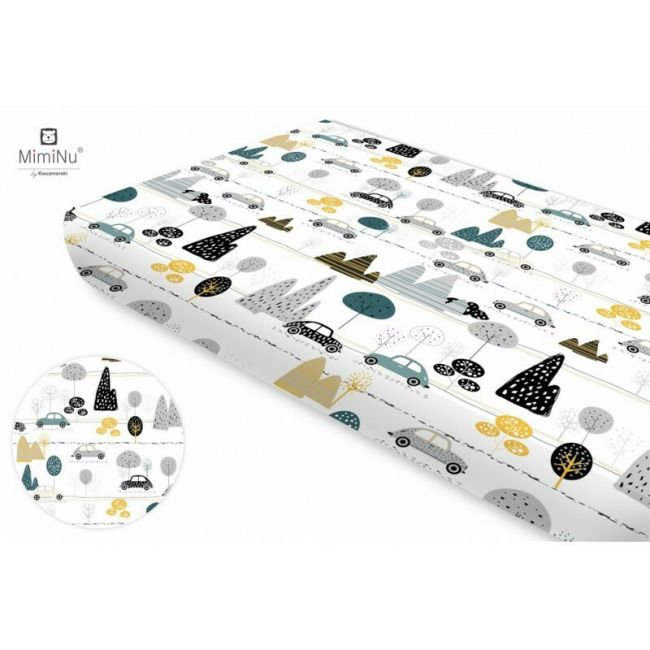 MimiNu - Cearceaf cu elastic, Din bumbac certificat Oeko Tex Standard 100, Pentru pat 160x80 cm, Childrens Journey Grey BYN6426972019279