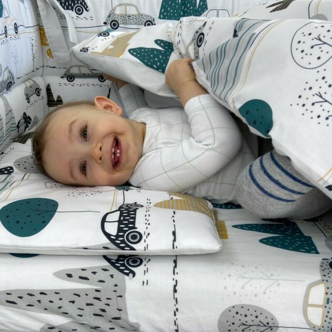 MimiNu - Paturica pufoasa cu doua fete, Dimensiune 75x100 cm, Din tesatura Minky si bumbac, Materiale certificate Oeko Tex Standard 100, Childrens Journey Grey BYN6426972019354
