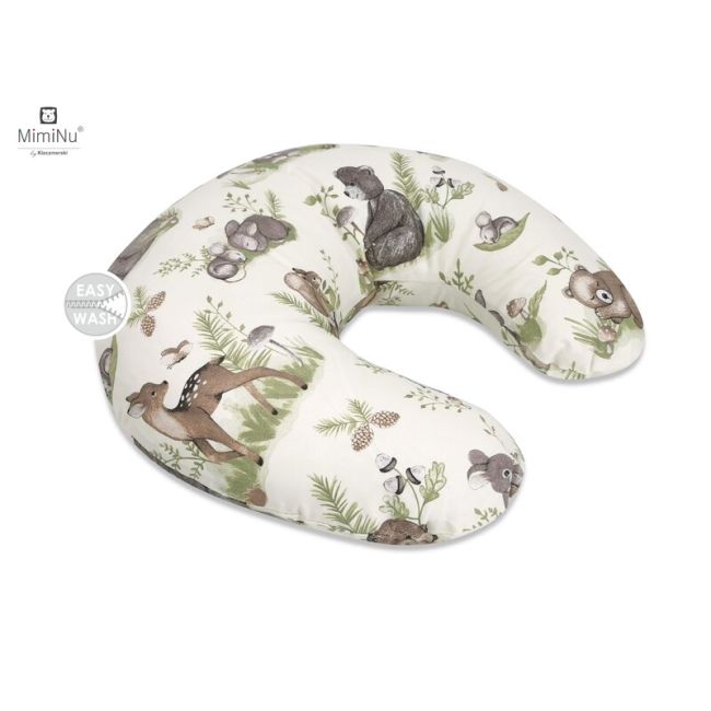 MimiNu - Perna pentru alaptat, Din bumbac certificat Oeko Tex Standard 100, Cu husa detasabila, Cu fermoar securizat, Circumferinta 155 cm, Design, Calm Forest Natural BYN6426972016360