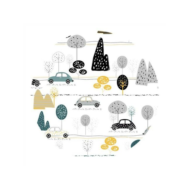 MimiNu - Set lenjerie patut cu 6 piese, Cu pilota si perna, Cu doua aparatori laterale, Din bumbac certificat Oeko Tex Standard 100, Pentru patut 120x60 cm, Childrens Journey Grey BYN6426972019347