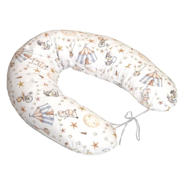 Perna Pentru Gravide Si Alaptare, Husa Detasabila Din Bumbac 100% Si Umplutura Antialergica Babysoft  , Circ Blue, Amy Pjb84778