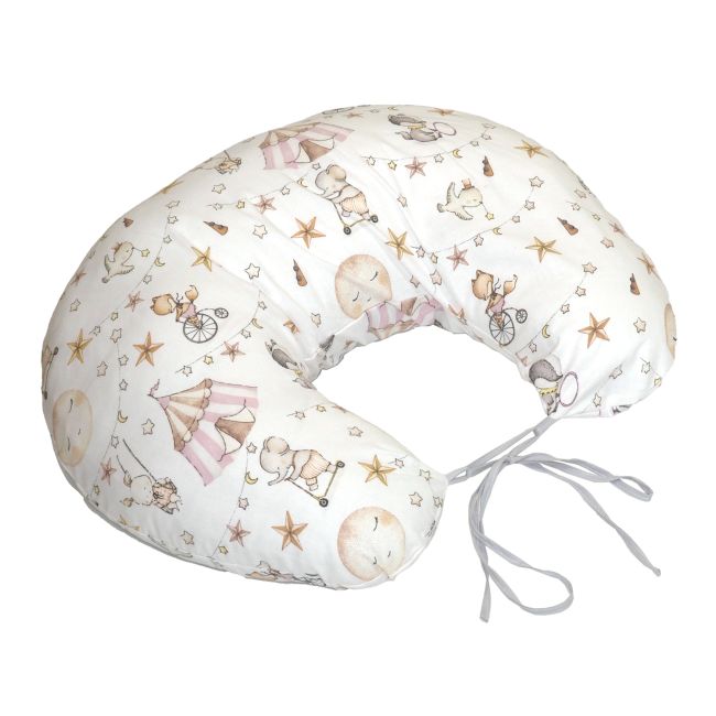 Perna Pentru Gravide Si Alaptare, Husa Detasabila Din Bumbac 100% Si Umplutura Antialergica Babysoft  , Circ Roz, Amy Pjb84663