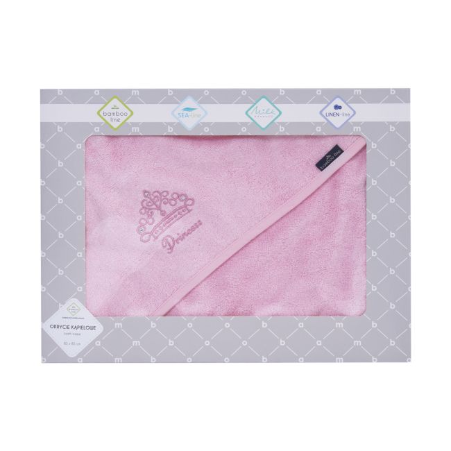 Prosop Din Fibra De Bambus Cu Gluga Pentru Bebelusi Si Copii, Hands-free, Princess Pink, 85x85cm Pjb31030