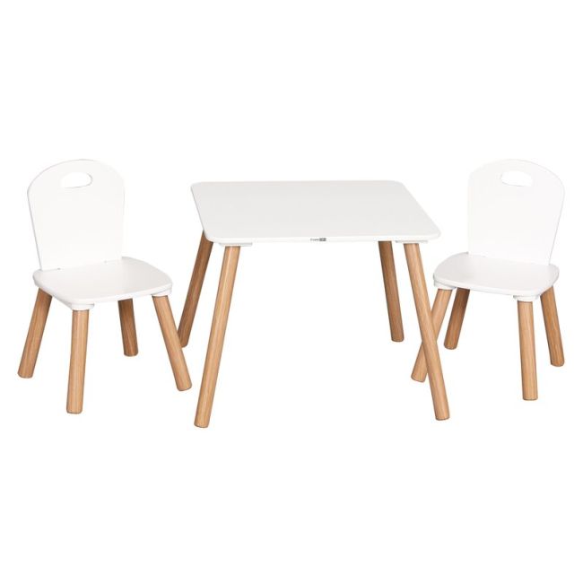 Set masuta si doua scaune pentru copii, Athena, Din lemn, FreeON, Alb BYN40437