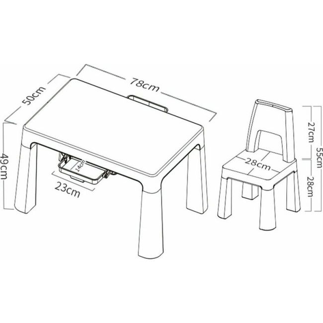 Set masuta si doua scaune pentru copii, Neo, Cu doua sertare, Cu masa reglabila la doua inaltimi, FreeON, Verde BYN46637