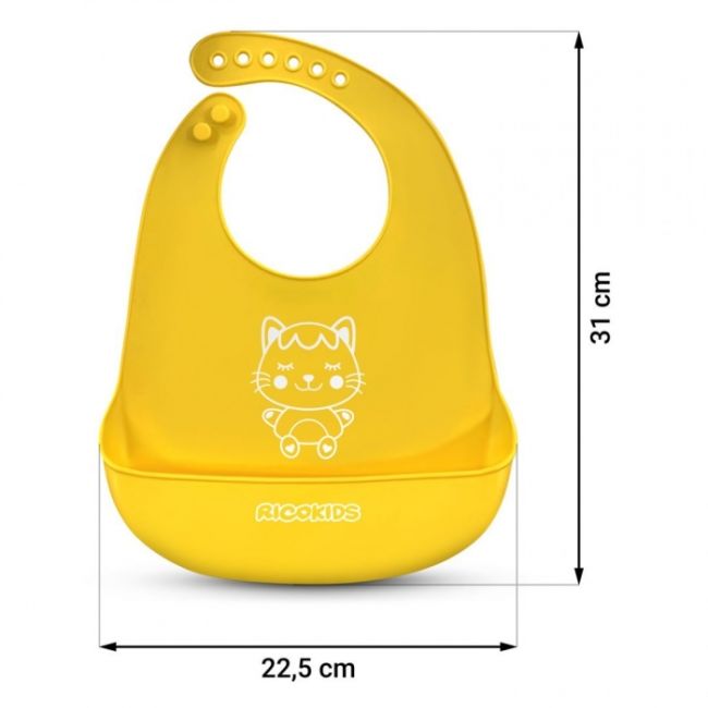 Bavetica din silicon cu buzunar ricokids 700390 - galben edeedi700390