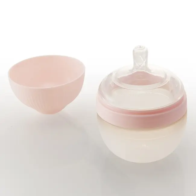 Biberon Anticolici Mombella Breast-Like, 120ml, Tetina S flux lent, 100% Silicon, Old Roze KRT8138